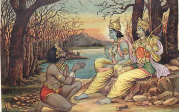 El Seor Krishna y su amado discpulo guerrero Arjuna, recibiendo a un familiar